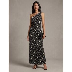 Lauren Ralph Lauren Sabile Row Black & White Geometric Maxi Sz 8